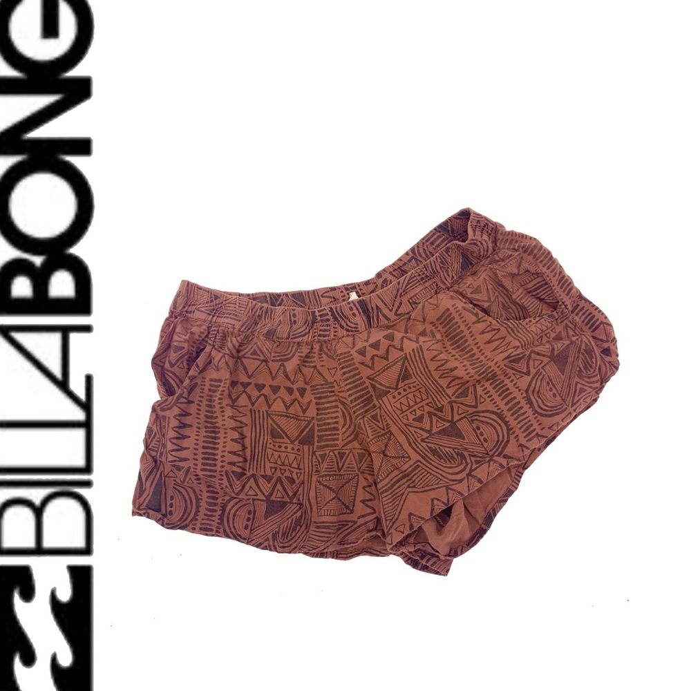 Billabong Orange Tribal Print Shorts w/ Elastic Waist